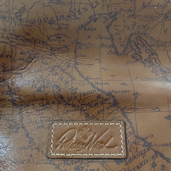 Patricia Nash Brown Map Print Leather Clutch 10 X 6 - Picture 8 of 14